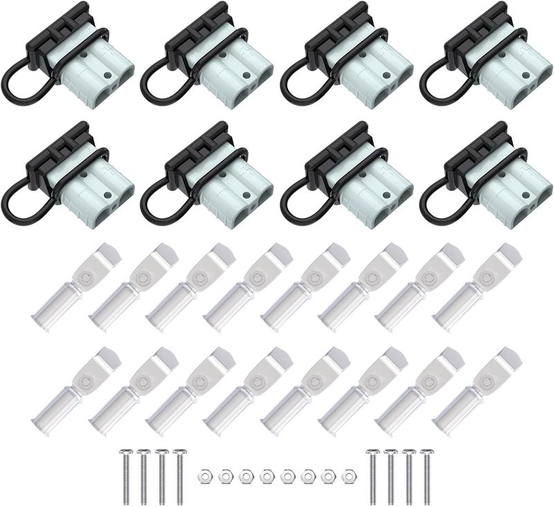 cnaodun 8 Pcs 6-10 Gauge Anderson Connector Plug 50A 12-36V Battery Quick Connector Grey Battery Quick Disconnect Wire Harness Plug Kit for Winch Car Auto Trailer Driver Electrical Devices - Image 1